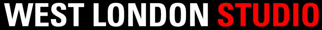 West London Studio Logo white and red - black