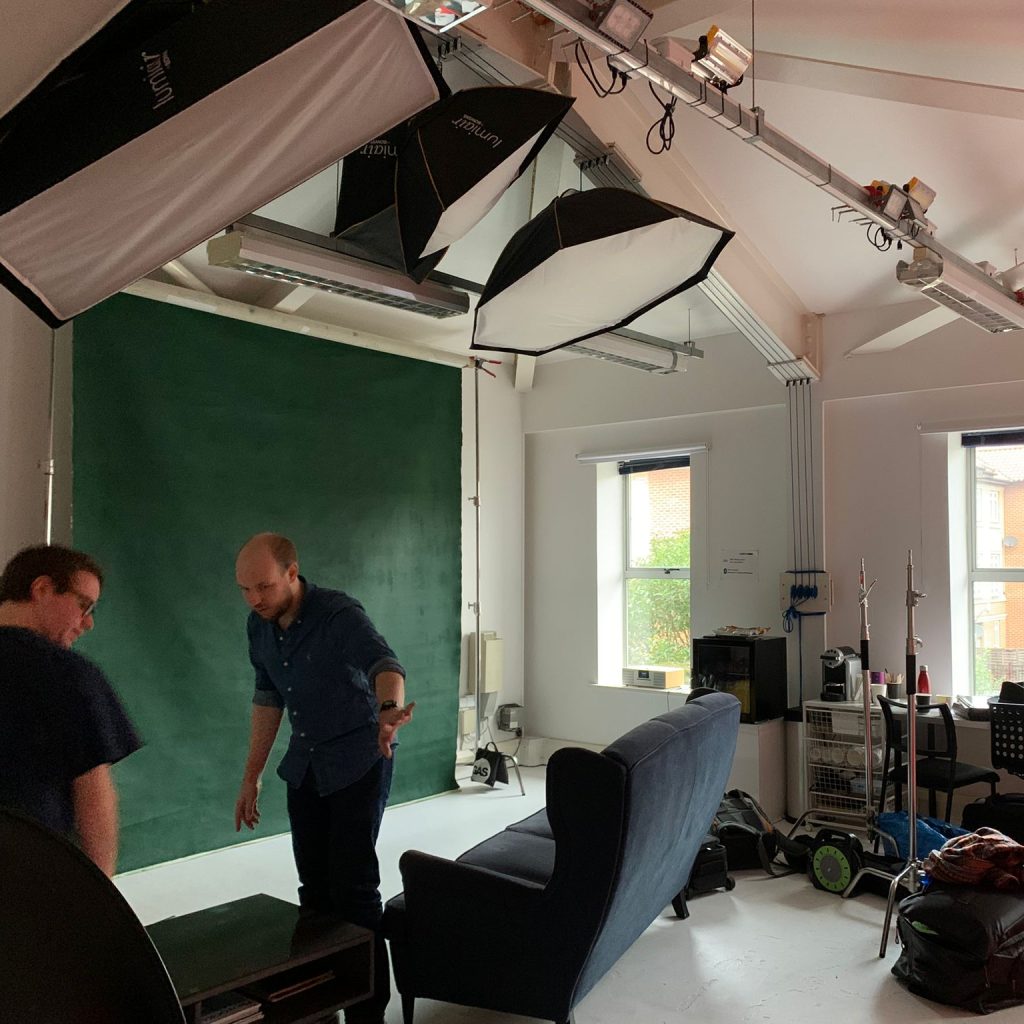 Setting up for a shoot at West London Studio