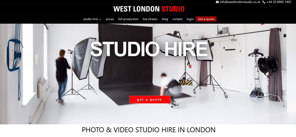 West London Studio with lights and background