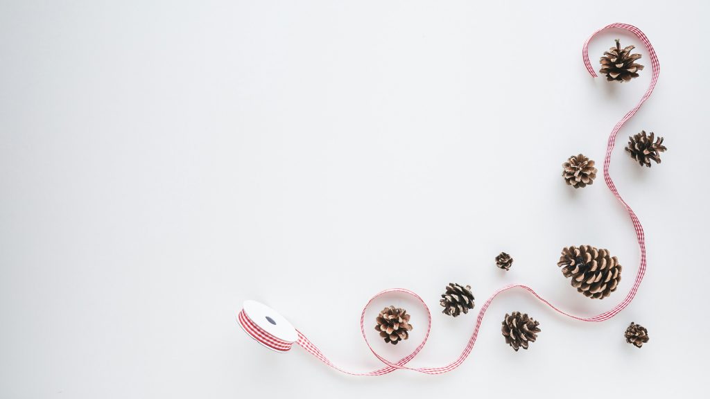 Christmas items flat lay