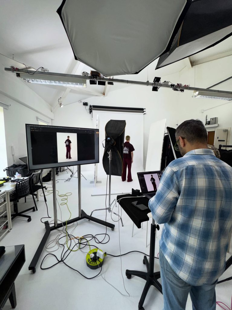 T-shirt and model at West London Studio photo shoot