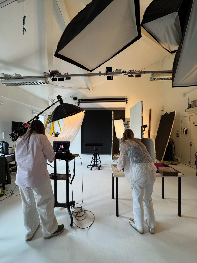 Warm photo shoot set up at West London Studio
